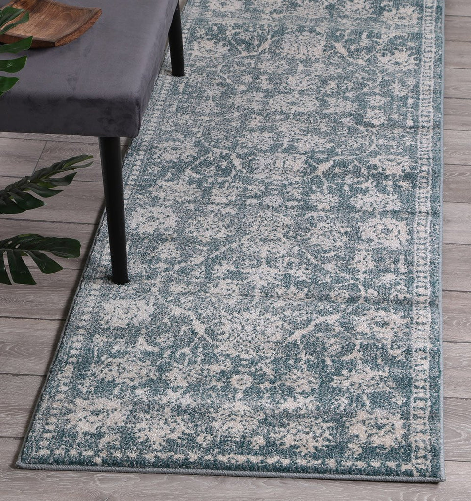 Symphony Modern Distressed Ziegler Turquoise Runner Rug